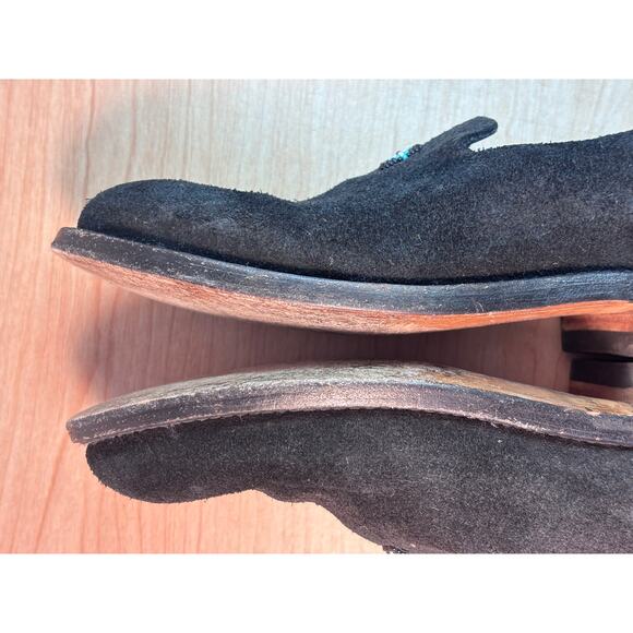 2120 LA-MX Black Nubuck Loafers Beaded Southwest Diamond Detail Women's Size 7 - Picture 10 of 10